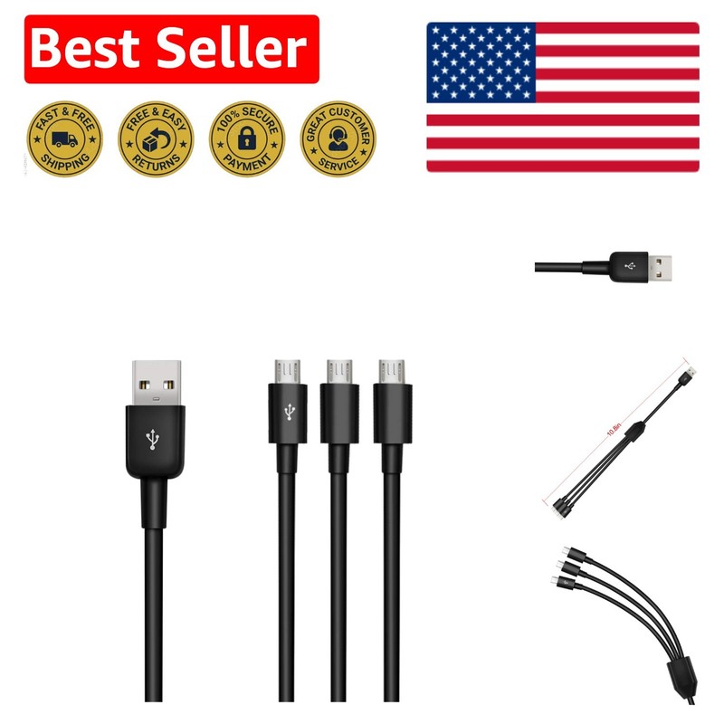 Portable 3 in 1 USB to Micro USB Cable – 10 Inch for Multi-Device Charging