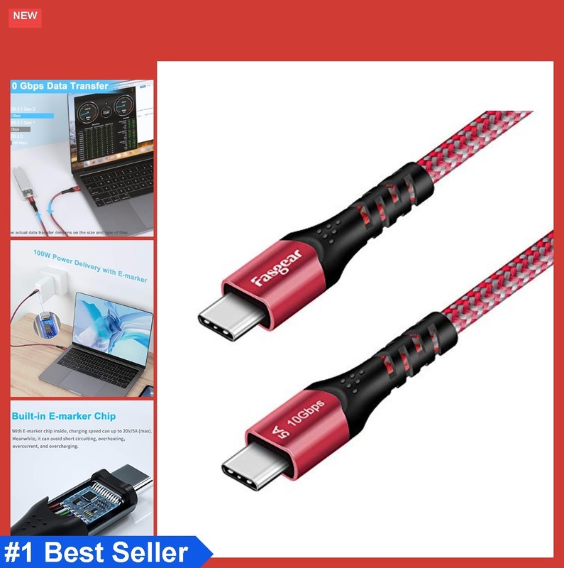 USB C to USB C Cable 10FT 100W 10Gbps USB 3.1 Gen 2 4K Video PD Fast Charging