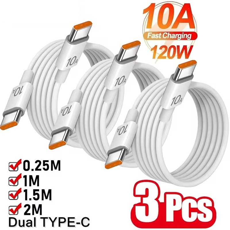 120W USB-C to USB-C Fast Charging Cable 10A High Speed Data for iPhone Samsung