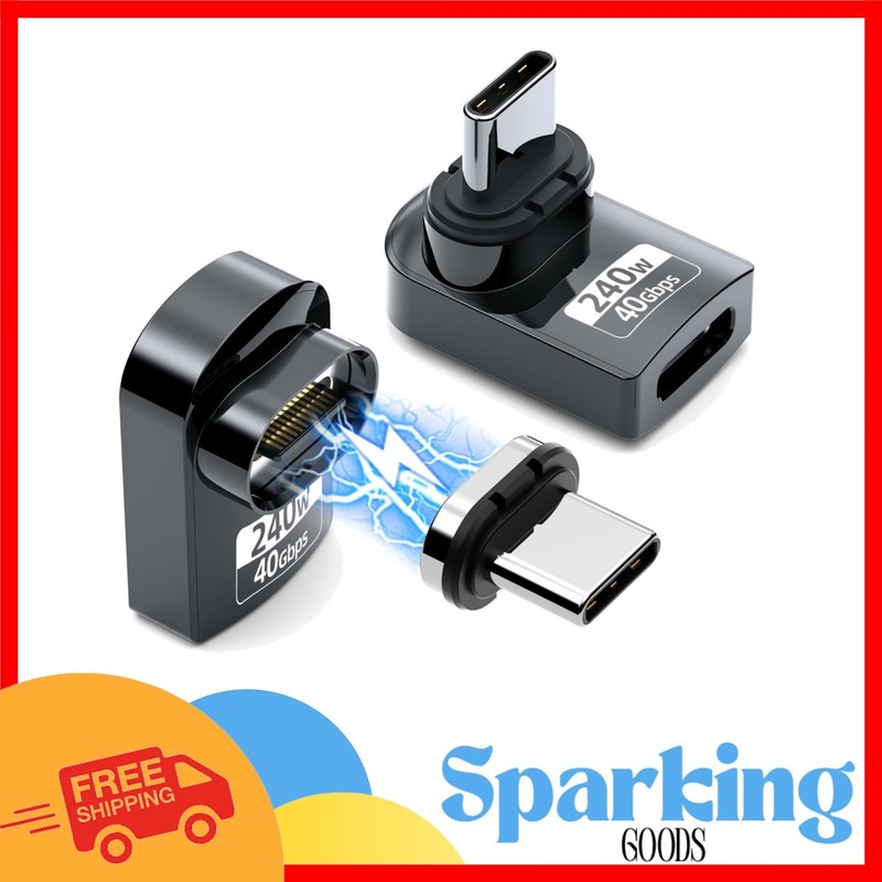 Dual USB C Magnetic Adapter – 240W Fast Charging & 8K Video, Perfect for Gaming