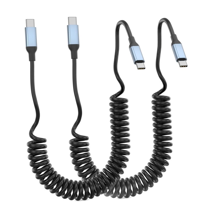 Coiled USB Cable to USB 3FT, 2Pack iPhone 16 Car Charger Fast Charging Retrac…