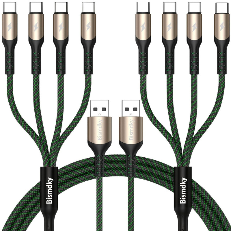2Pack 4FT Multi Charging Cable ，USB C Splitter Cable，4 in 1 Fast Charging QC3.0
