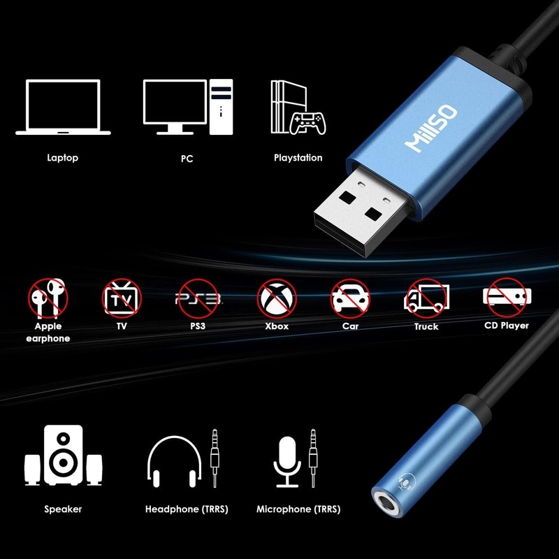 USB to AUX Audio Adapter, 1FT - Enhanced Stereo Sound for Headphones gallery