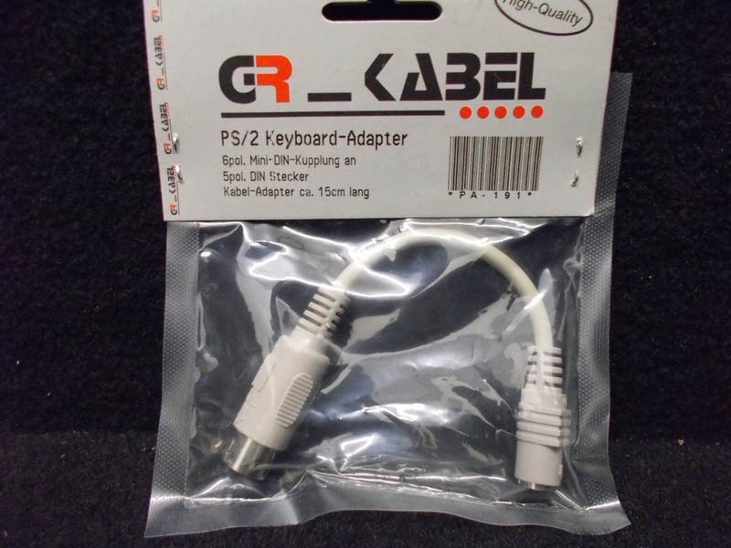 PS/2 Keyboard Adapter, DIN Coupling/Plug, 15Cm, Gray. #K-343-09