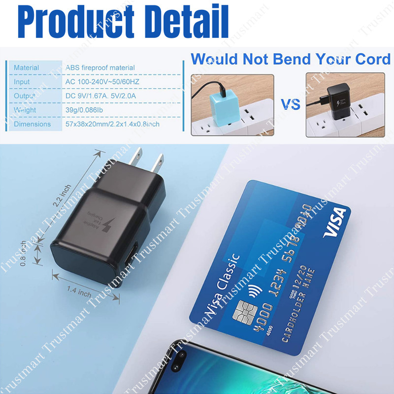 5 Pack Adaptive Fast Wall Charger Adapter USB Type C Cable Lot For Samsung S10 9 gallery