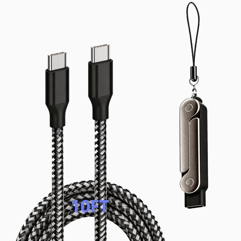 Detachable 2 in 1 USB to USB Cable with 10FT Cable, 240w Stand Data Cable for...