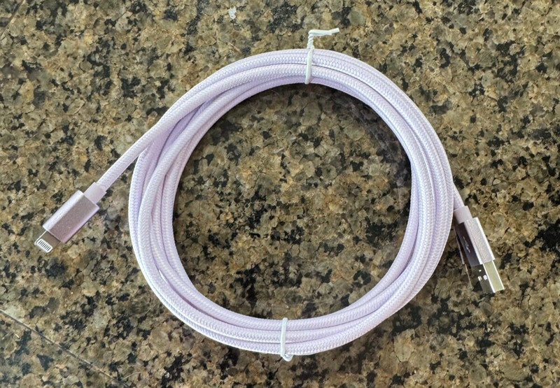 USB-A to 8 Pin iPhone Fast Charging/Data Transfer Charger Cable Purple 10′
