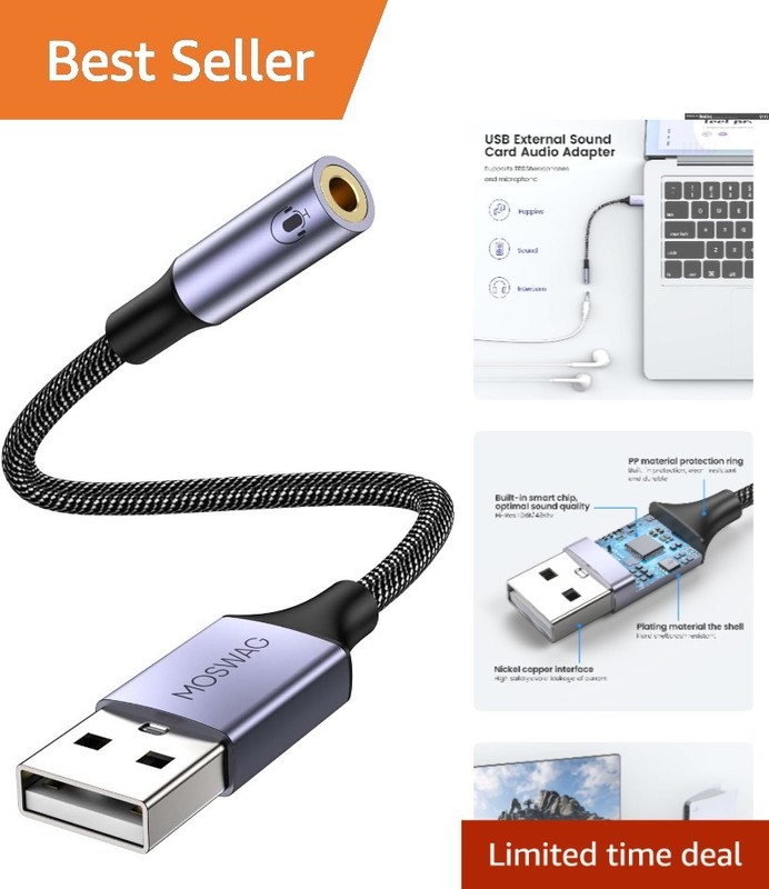 Plug & Play USB External Sound Card with 3.5mm Jack for Wide Compatibility