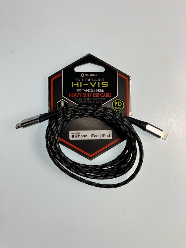 Titanium Hi-vis 6’ft Tangle Free Heavy Duty USB Cable Type-C Connector gallery