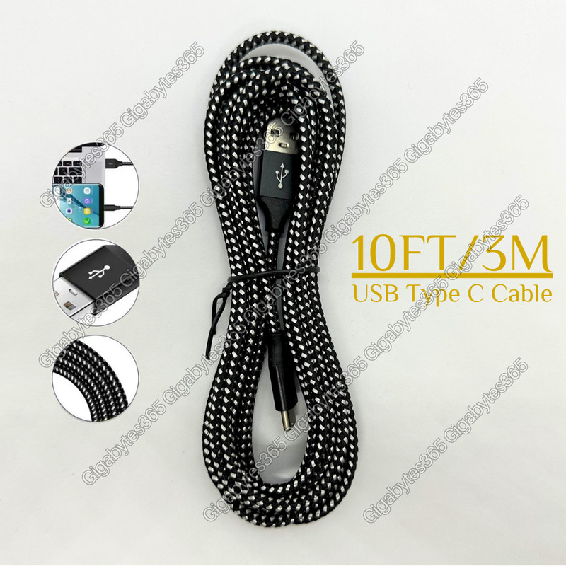 Heavy Duty Charging Phone Cable 10FT Type-C USB-C For Samsung Android LG Charger