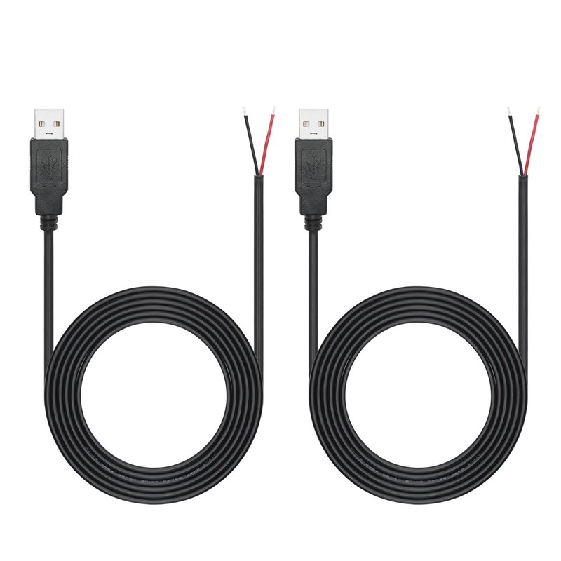 6FT USB A Male Plug 2 Pin Bare Wire, 2.0 A A – 2M/6FT