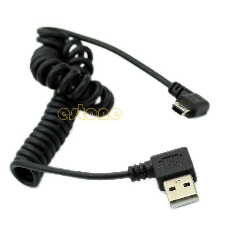 USB 2.0 A Male to Mini USB 5 Pin Right Angled 90 Degree Spiral Coiled Adapter gallery