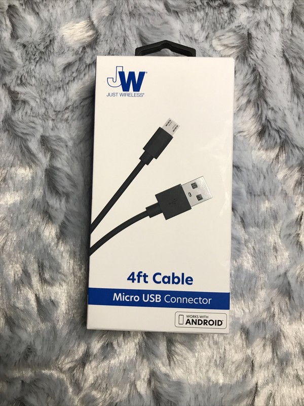 Just Wireless Micro USB Connector 4Ft Black Cable Works With Android