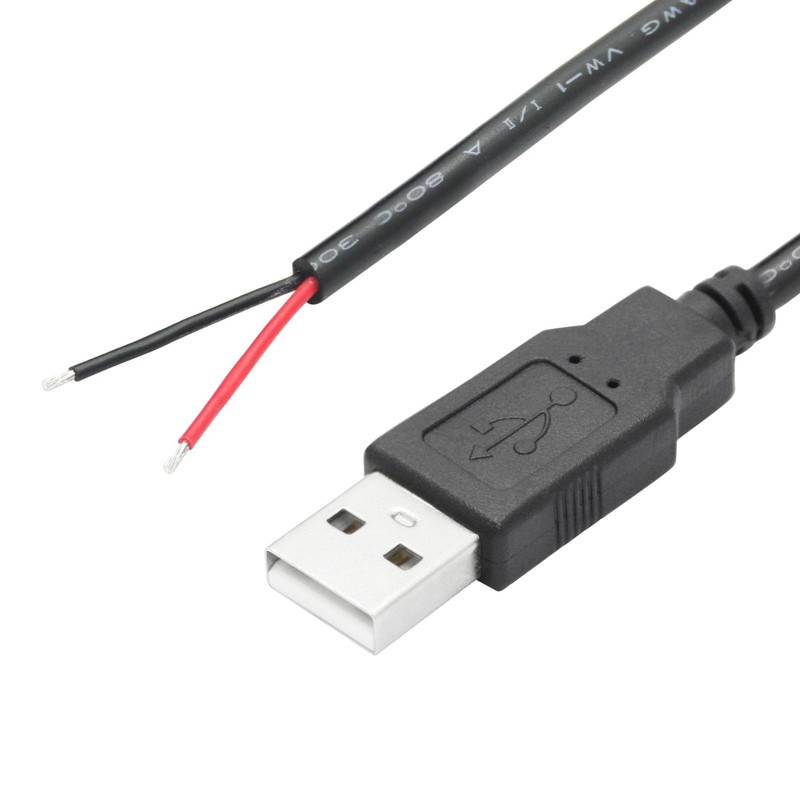 USB A Male to 2 Pin Bare Wire 11inch, 20AWG 5V/5A 2 Pin Pigtail Open End Powe... gallery