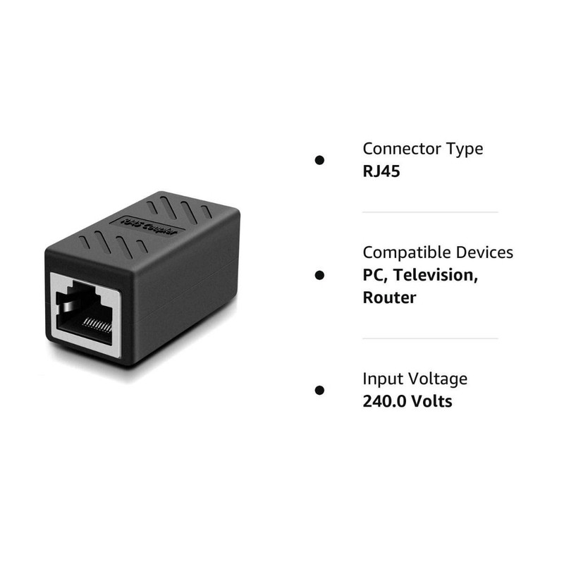 RJ45 Connector Cat7/6 Ethernet Adapter - Female to Female, Fast Data Transfer gallery