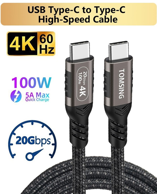 USB C to USB C 100W Fast Charging Cable 2 Pack 1.6FT, USB3.2 20Gbps Speed，Bra... gallery