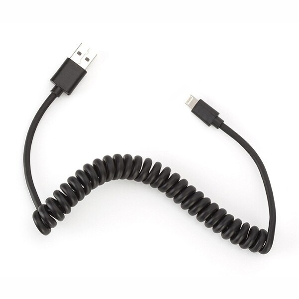 For iPhone 11 12 13 14 SE XR XS Coiled USB Cable Charger Cord Power Sync Wire gallery
