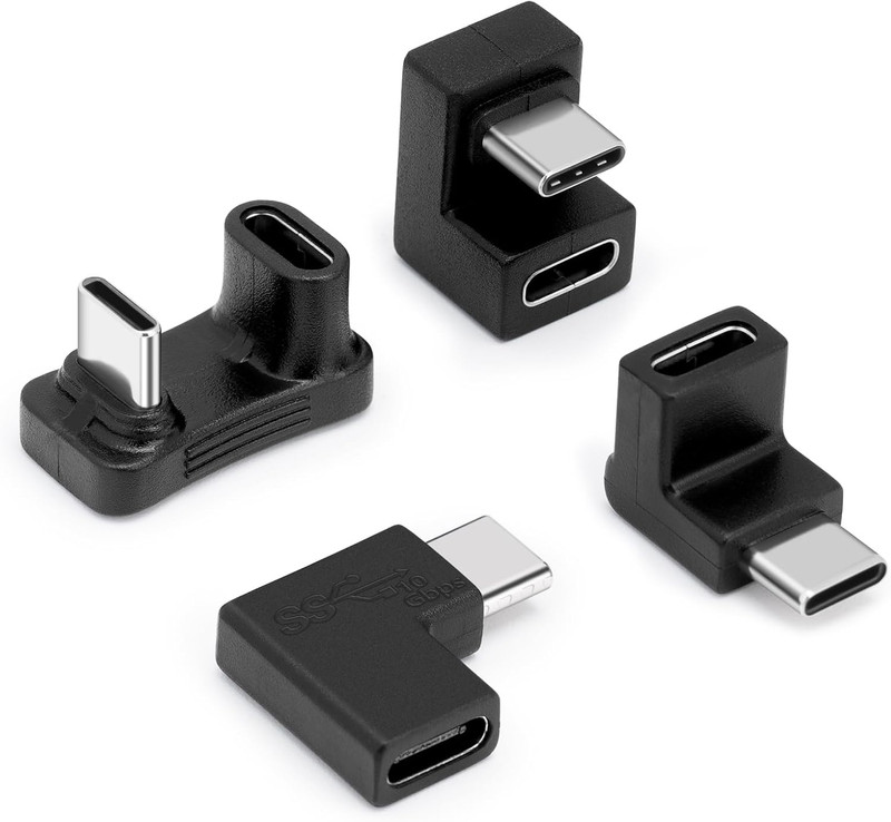 USB C 180 Degree Adapter 4Pack, USB C U Shape Adapter, 180 Degree Angled USB