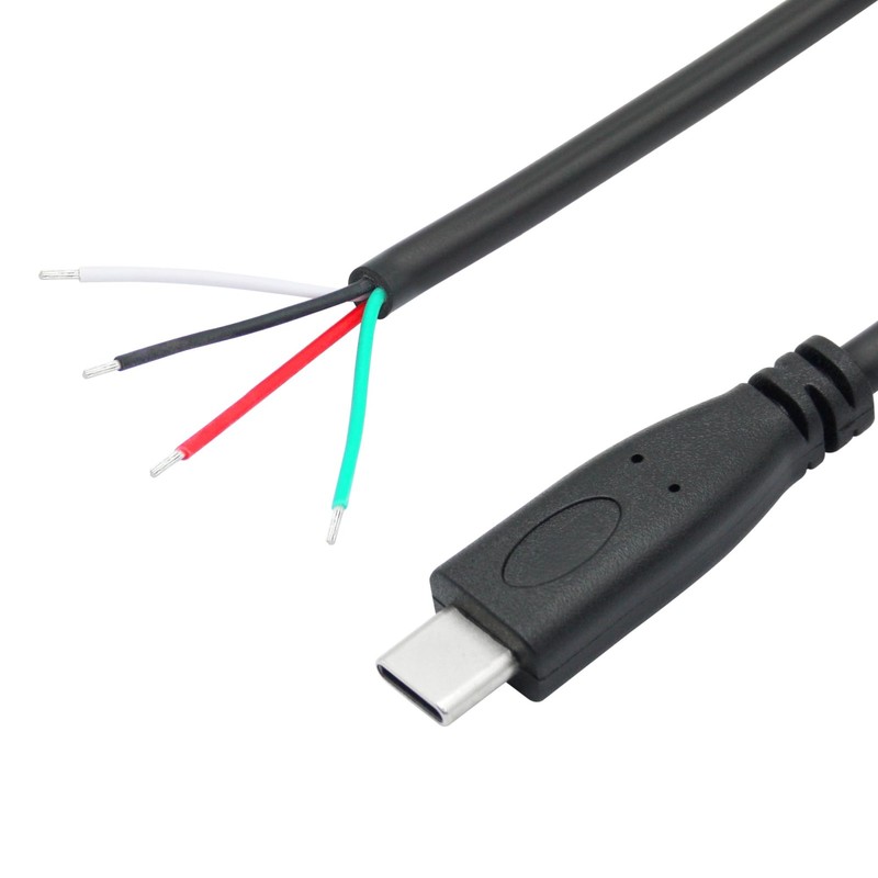 4 PCS 11inch USB C to 4 Pin Bare Wire, 22AWG, 5V/3A, Pigtail Power Data, DIY gallery