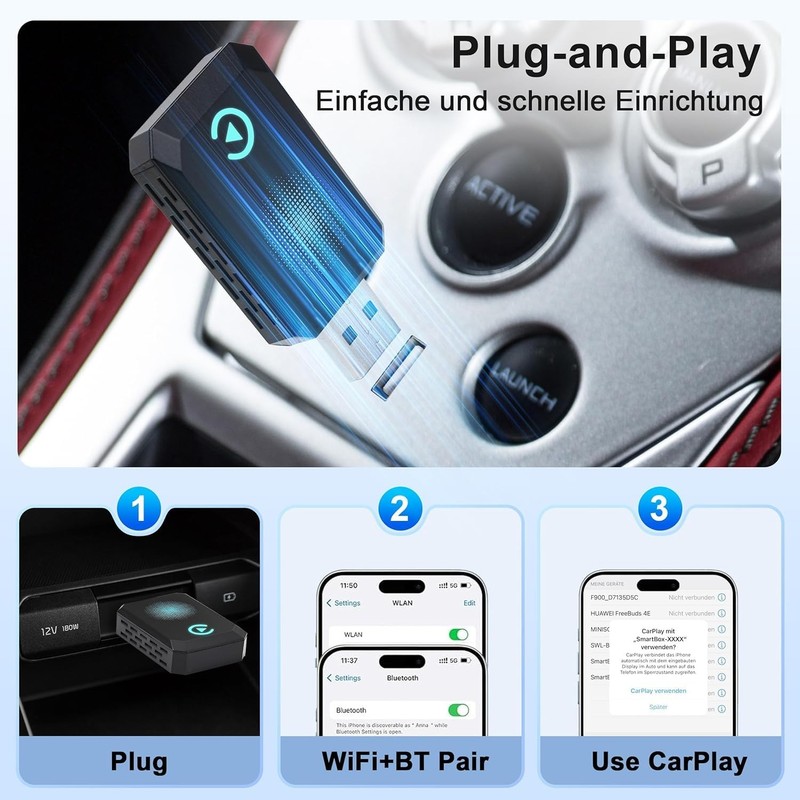 Wireless Carplay Adapter, Convert Wired to Wireless CarPlay, Compatible with ... gallery