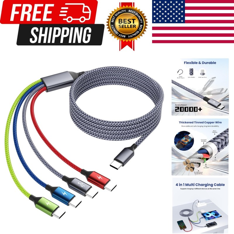 USB C Splitter Multi Charging Cable, Dual Type C Charger 1Pack5FT, Multi Color