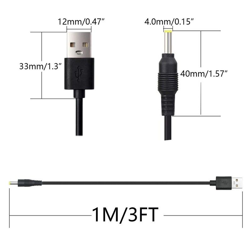 2Pcs USB A to DC 4.0mm x 1.7mm Power Cable 3FT, USB 2.0 A to DC 4.0 x 1.7mm P... gallery