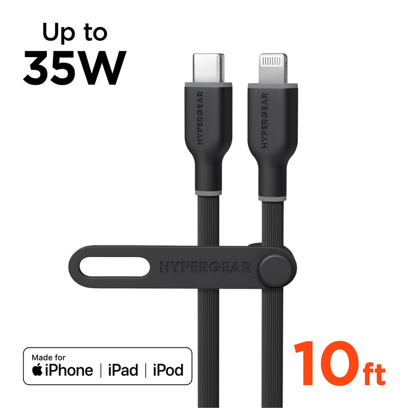 HyperGear Flexi PRO USB-C Cable 10ft Durable for Super-Fast Charging iPhone