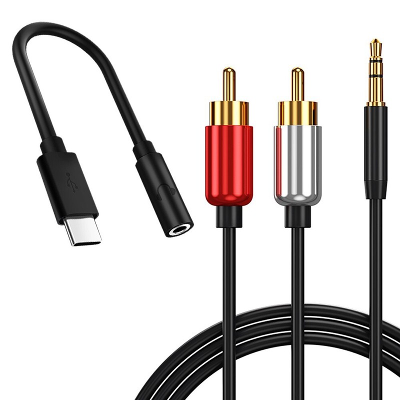 Easy to Install Type C to 3.5mm Jack Audio Adapter +RCA Cable fit Google Pixel 2