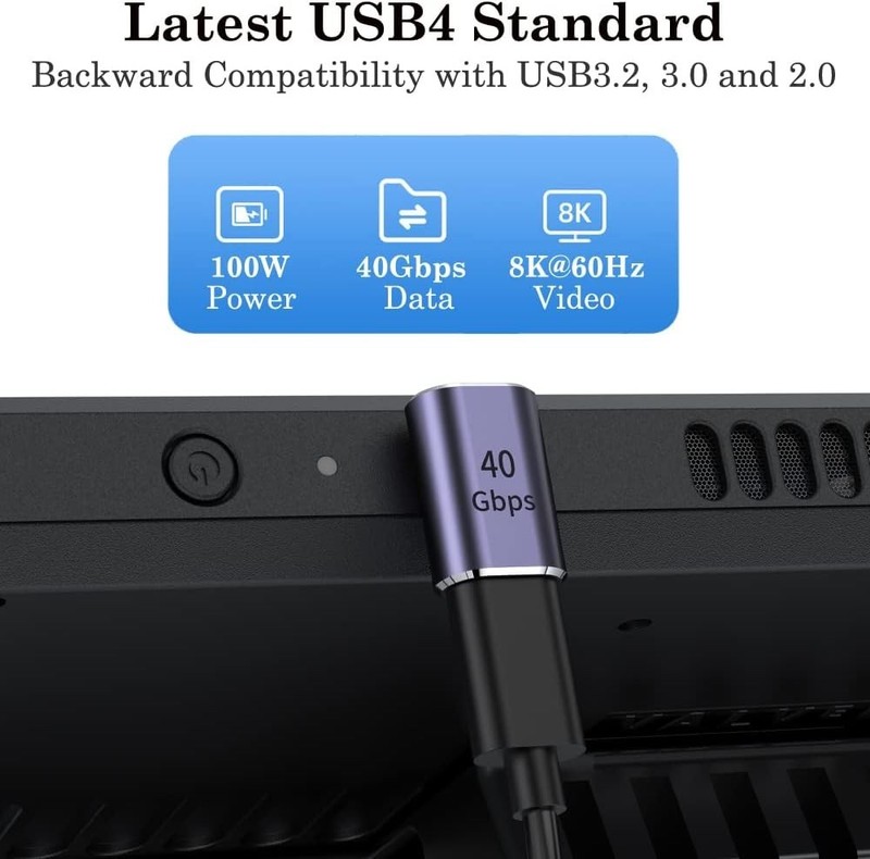 Ultra Compact 90 Degree USB-C Male to Female Adapter for Gaming & Streaming gallery