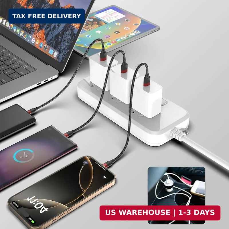 6 inch Short USB C Cable, 0.5ft 3 Pack USB A to USB C Cable Nylon Braided Short gallery
