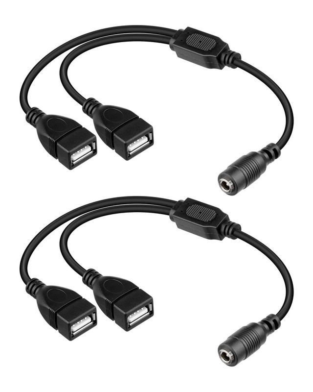 DC35135 Female to Dual USB A Female DC Splitter Charging Cable, 5V-12V DC 3.5...