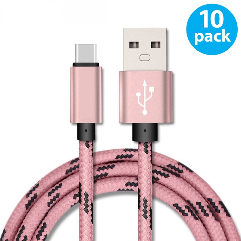 10-Pack Braided USB-A to Type-C Fast Charging Cable Cord Charger Charging Sync gallery