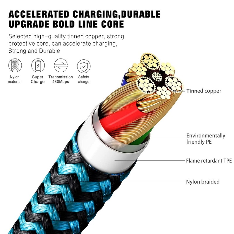 MFi Certified 3Pack iPhone Lightning Cable 6FT, Fast Charging Nylon Braided gallery