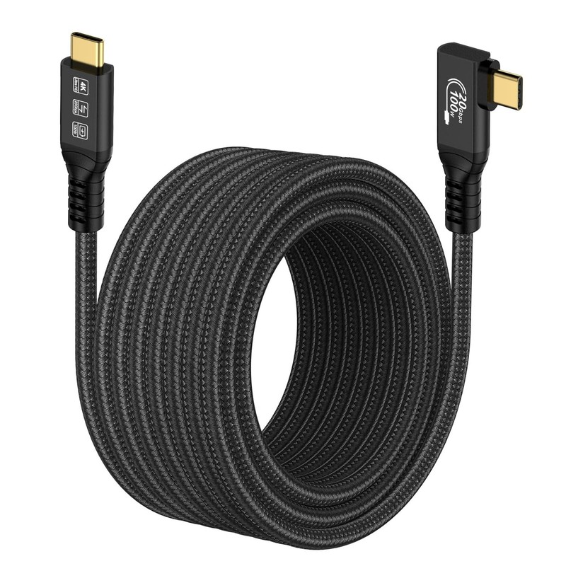 16.5FT 20Gbps USB C 3.2 Gen 2 Cable 5M 90 Degree 4K@60Hz 240W PD3.0 Cord