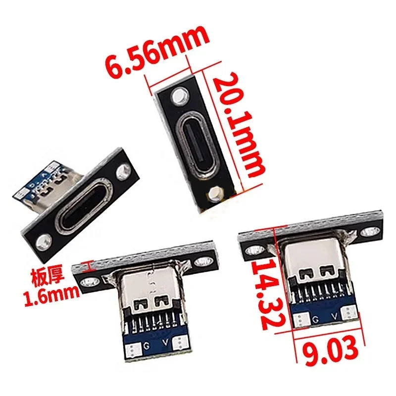 1-20Pcs USB Jack 3.1 Type-C 2Pin 4Pin Female Connector Jack Data Charging Port S