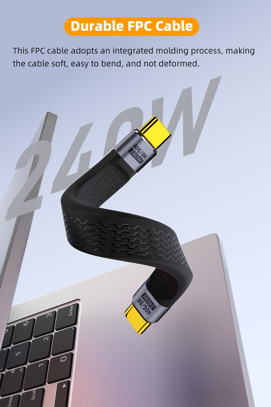 Short USB C Cable 5.3 Inch, USB C to Type C 240W Fast Charging USB 4 Cable Suppo gallery