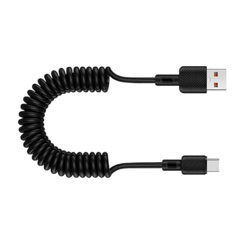Spring Coiled USB to Type C Cable Telescopic Charger Wire Line Adjustable Black gallery
