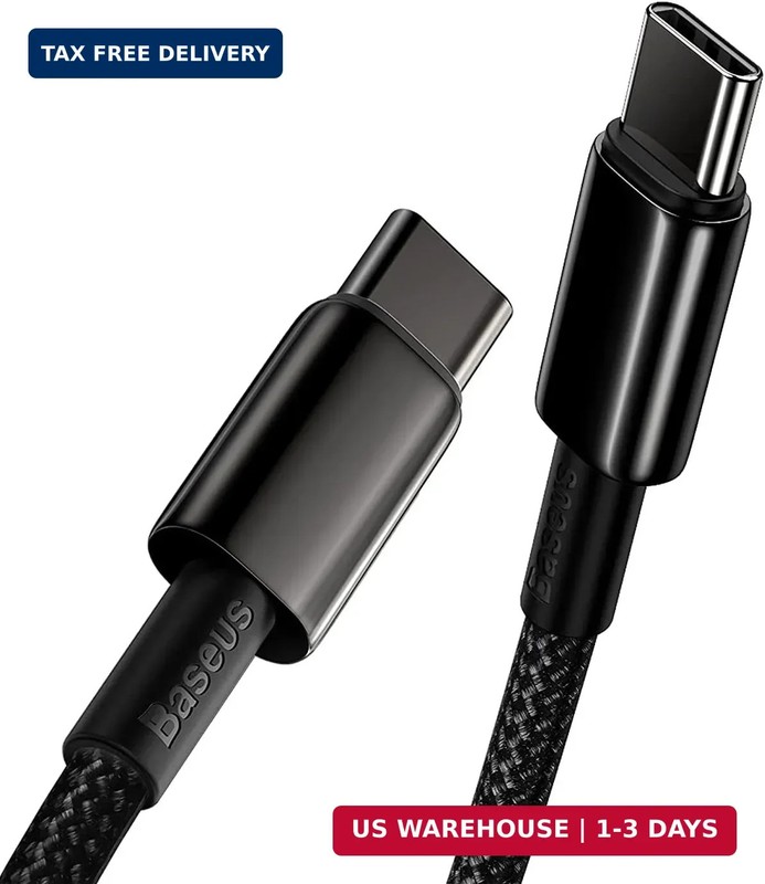 Baseus USB C Cable, 100W PD 5A QC 4.0 Fast Charging USBC to USBC Cable, Zinc All
