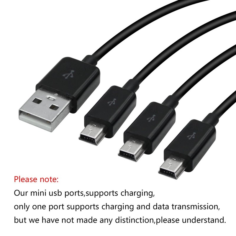 Mini USB Splitter Cable,3 in 1 USB A 2.0 to 3 Mini USB Charging Data Cable,3 ... gallery