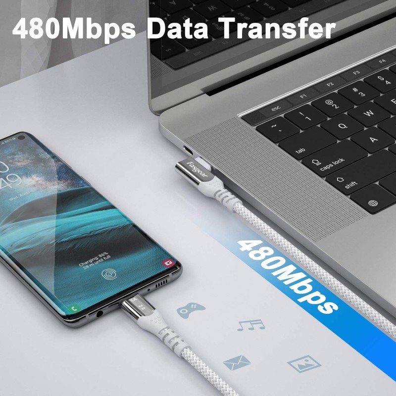 USB C to USB C Cable 2 Pack for iPhone 17 Series, Right Angle 100W PD 5A Fast... gallery