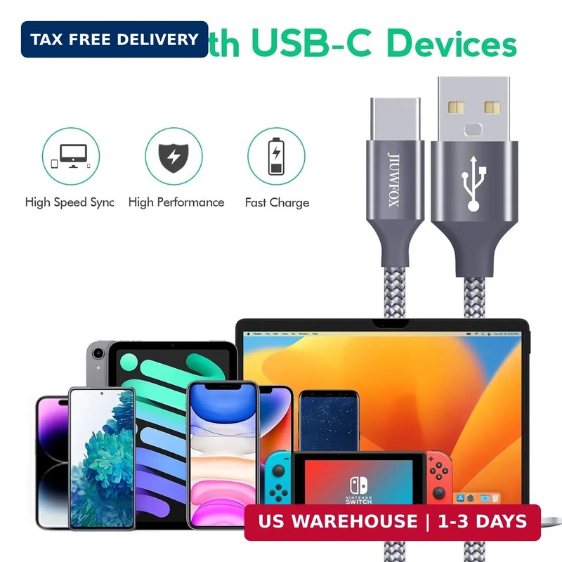 USB to USB C Cable, (5-Pack, 3/3/6/6/10 Ft) for Iphone 17 16 Charger Cord Fast C gallery