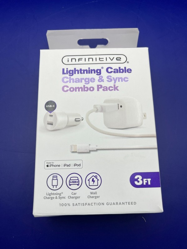 3FT Lightning Cable Charger Set – Car Wall USB-C iPhone iPad iPod MFi-Certified