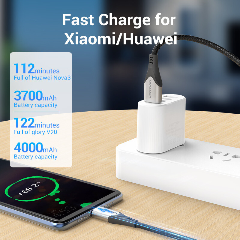 USB Type C Cable 3A Fast Charging USB-A to C Charge Braided Cord Charger Lead gallery