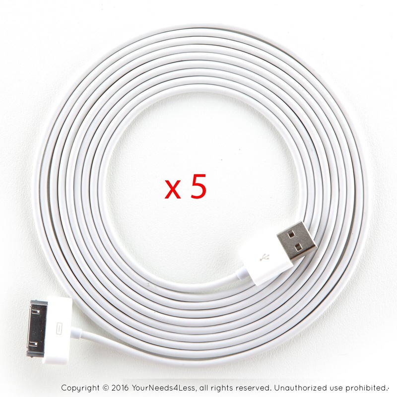 5x 10ft White Data Sync/Charging cable for iPhone 3/3g/3gs/4/4g/4s iPod touch