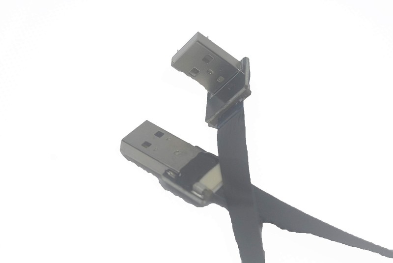 20cm Flat USB A Male 90° Angled to USB A Male Straight Sync/Charge Cable
