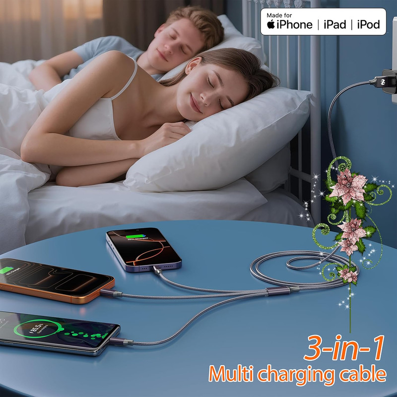 Multi Charging Cable (6Ft 2Pack),3 in 1 USB Charging Cable for Multiple Devices, gallery