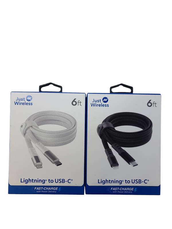 Mix of 5 Just Wireless 6 Ft. Braided USB C to iPhone Cable Fast Charger