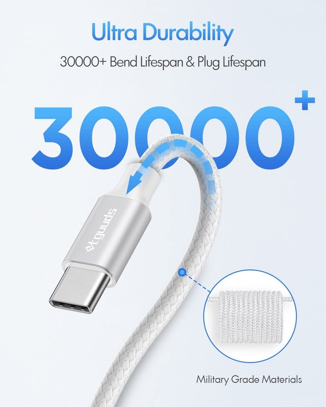 etguuds White USB C to USB C Cable 3ft, 2-Pack 60W USBC to USBC Cord, Type C ... gallery