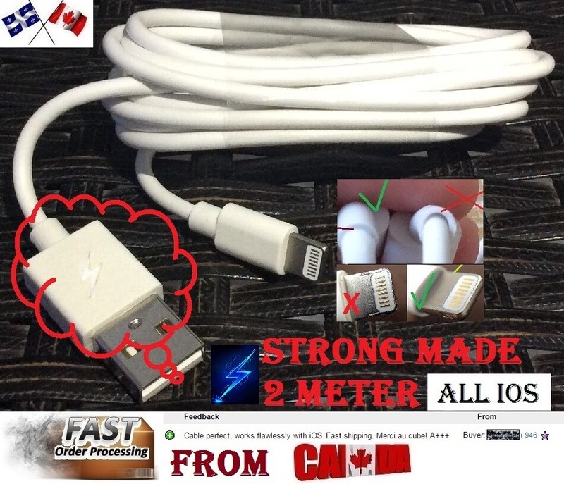 6Feet 8pin to USB Cable 2Meter Cord MFI-Certified FOR iphone 11 X 8 6 ipad ipod