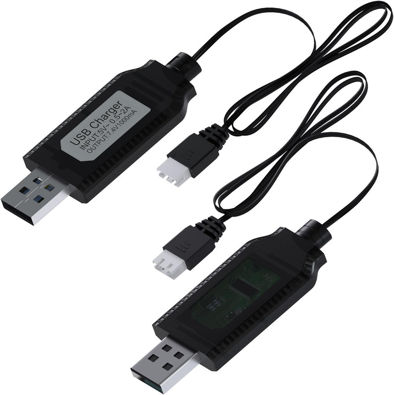2 Pack USB Charger Cable for 7.4V Lipo & Li-Ion Batteries by – USB to XH-3P Con